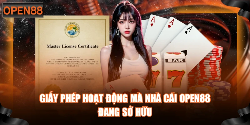 Giấy phép hoạt động mà nhà cái OPEN88 đang sở hữu